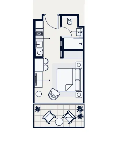 Azizi Venice Studio floor plan, 340 – 364 sqft
