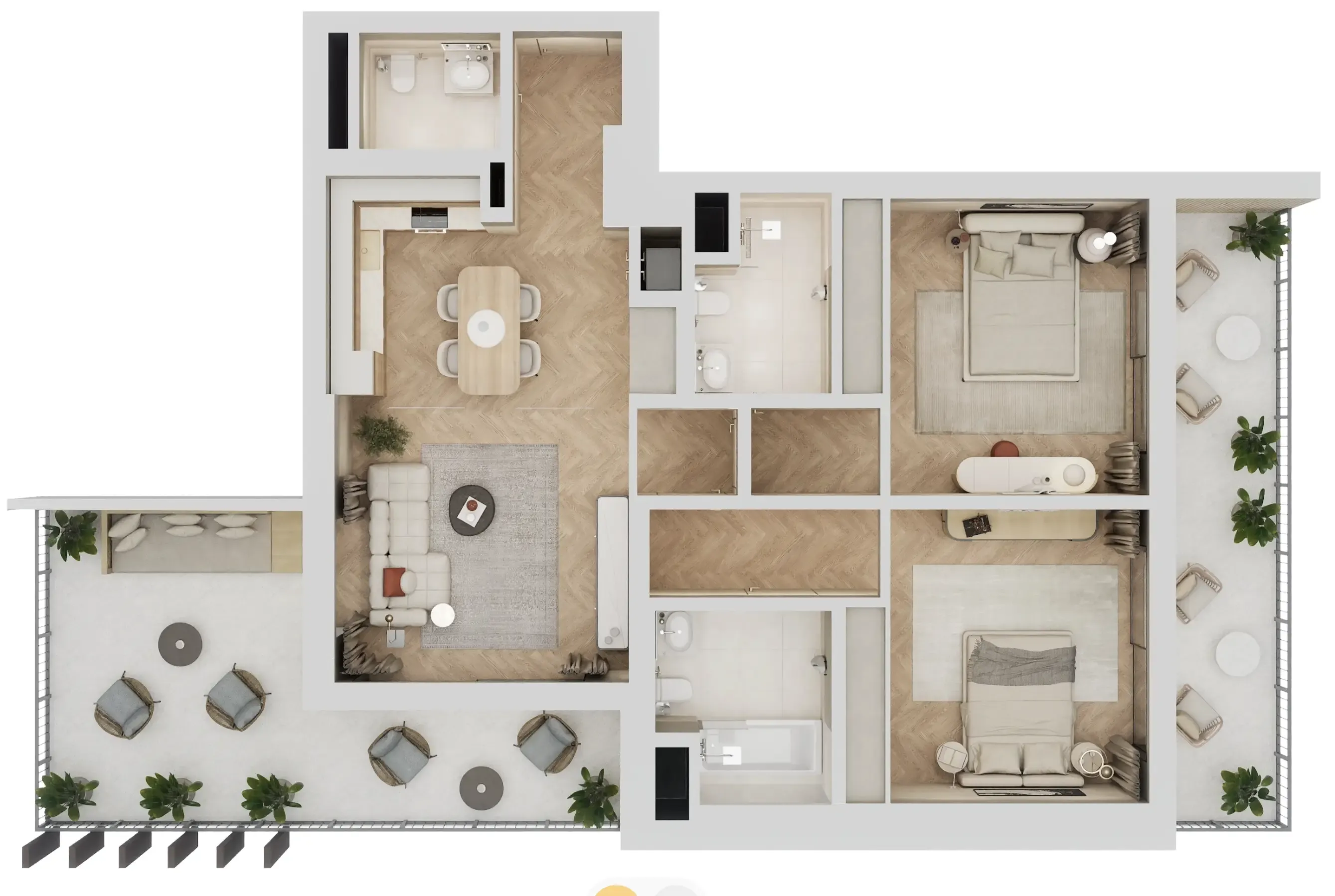 Arisha Terraces 2 bed floor plan, 1,333 sqft