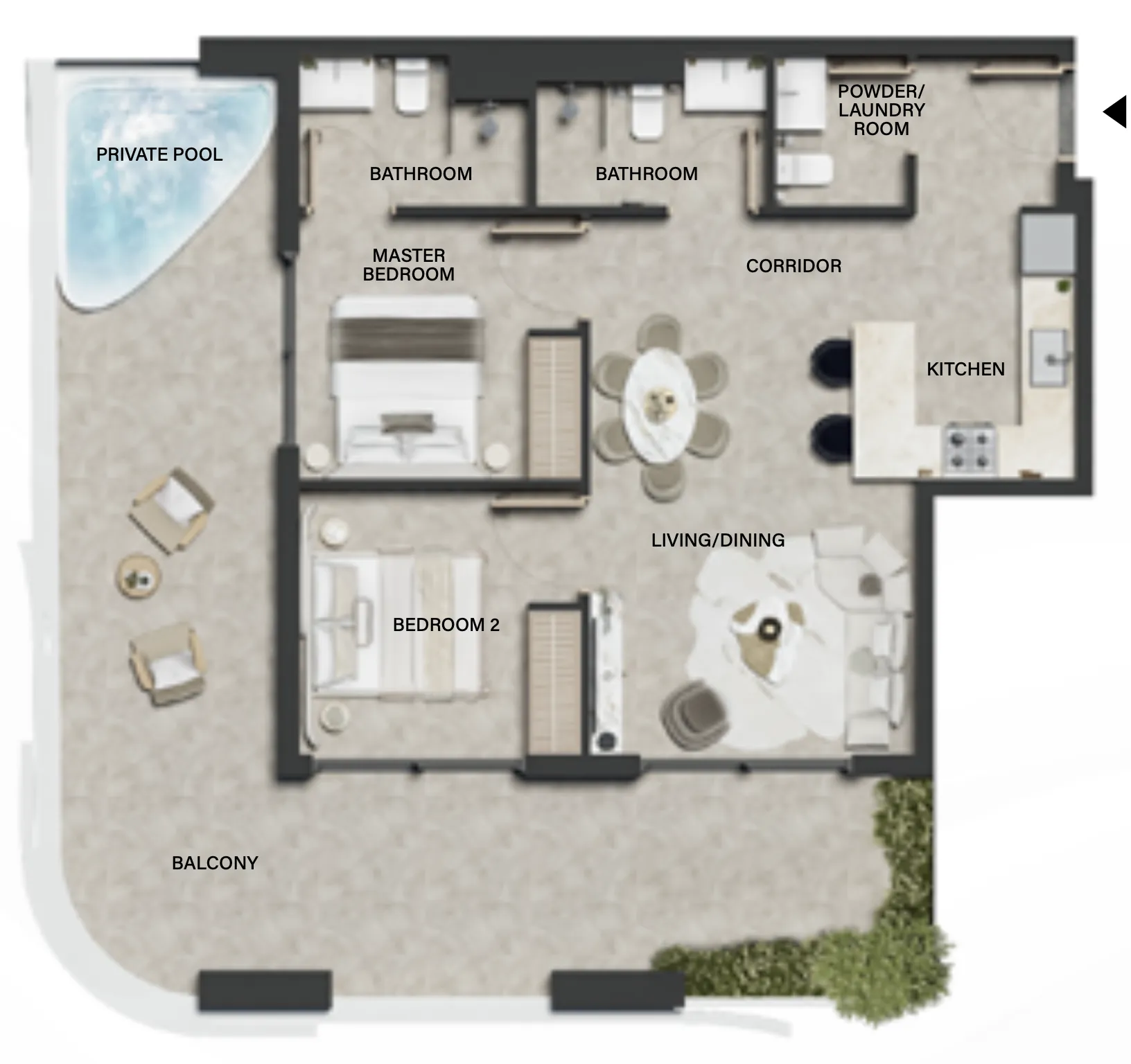 Weybridge Gardens 4 2 bed floor plan, 1,208 sqft