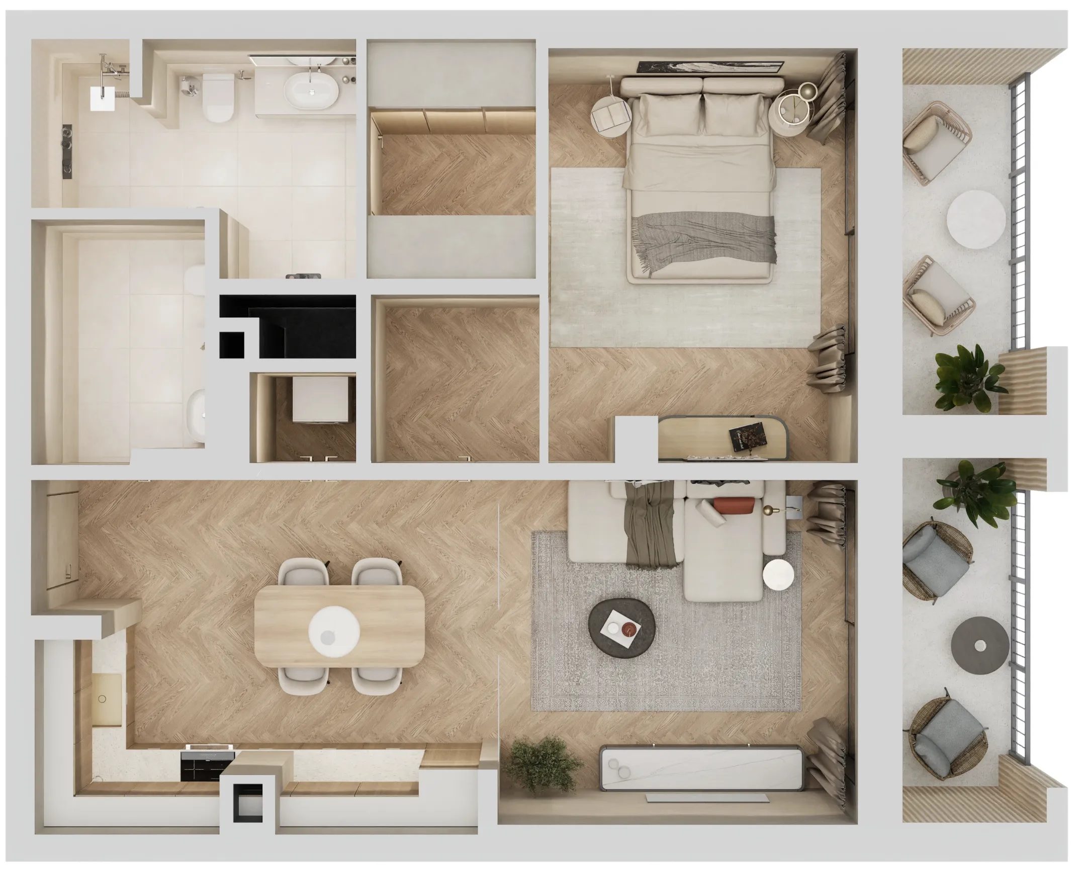 Arisha Terraces 1 bed floor plan, 887 sqft