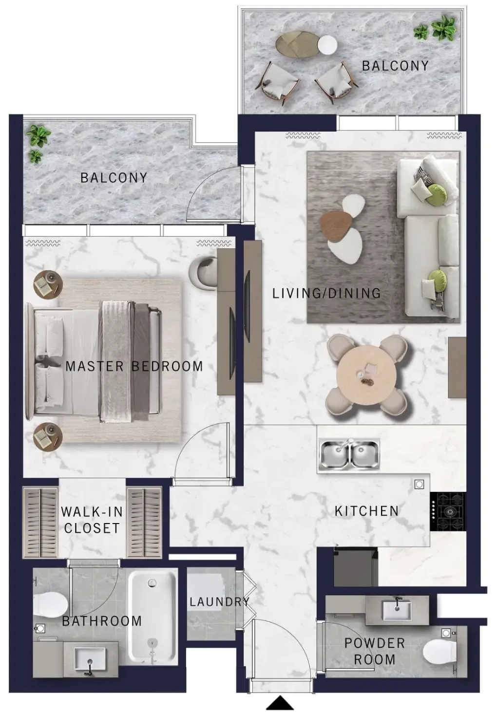 DoubleTree by Hilton 1 bed floor plan, 803 sqft