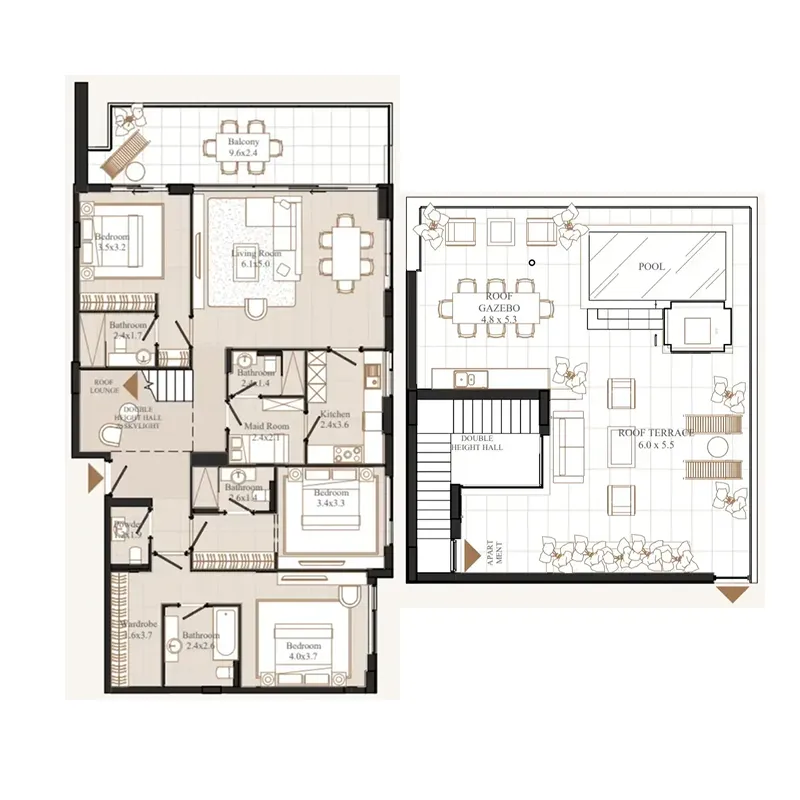 Flamingo LUX 3 bed floor plan, 2,973 sqft