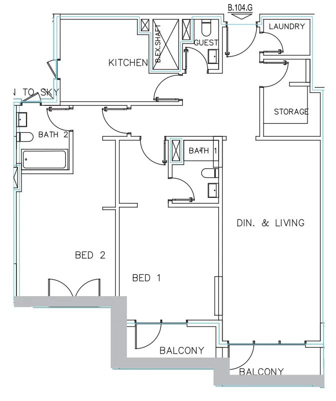 Janayen Avenue 2 bed floor plan, 1,563 sqft
