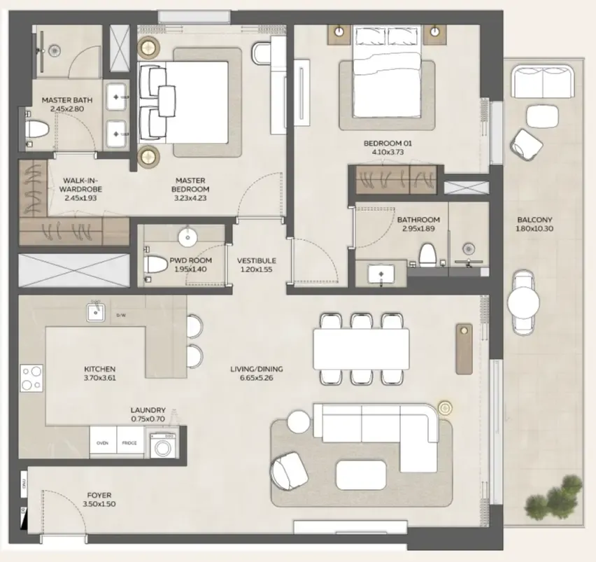 Expo Valley Views - Ghadeer 2 bed floor plan, 1,473 – 1,474 sqft