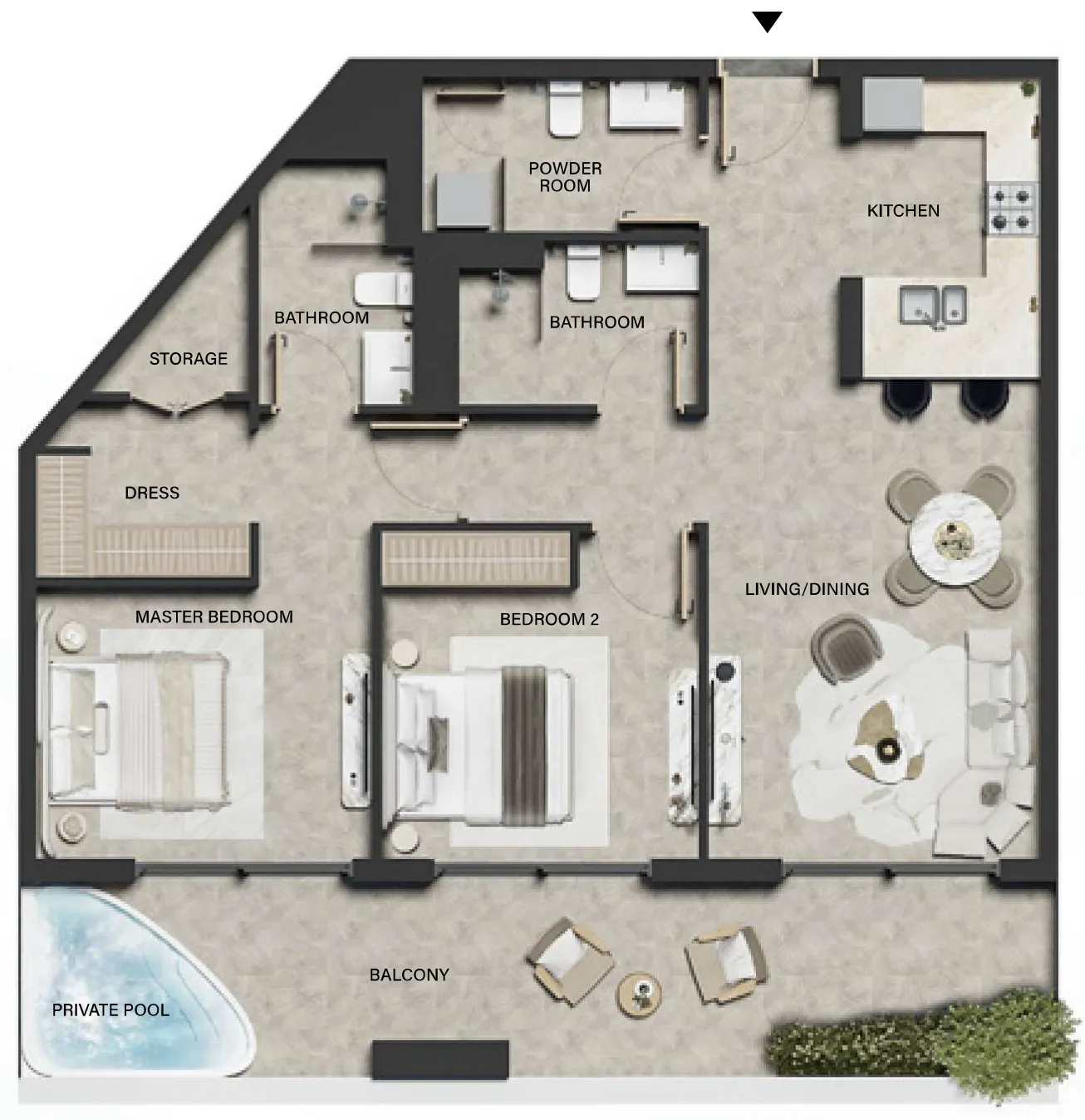 Weybridge Gardens 5 2 bed floor plan, 1,243 sqft