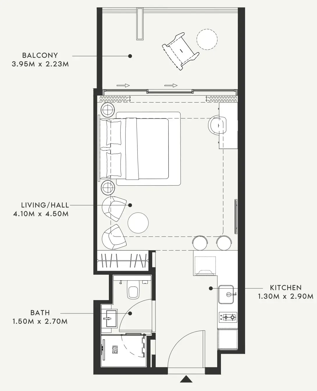 Riviera 55 Studio floor plan, 532 sqft