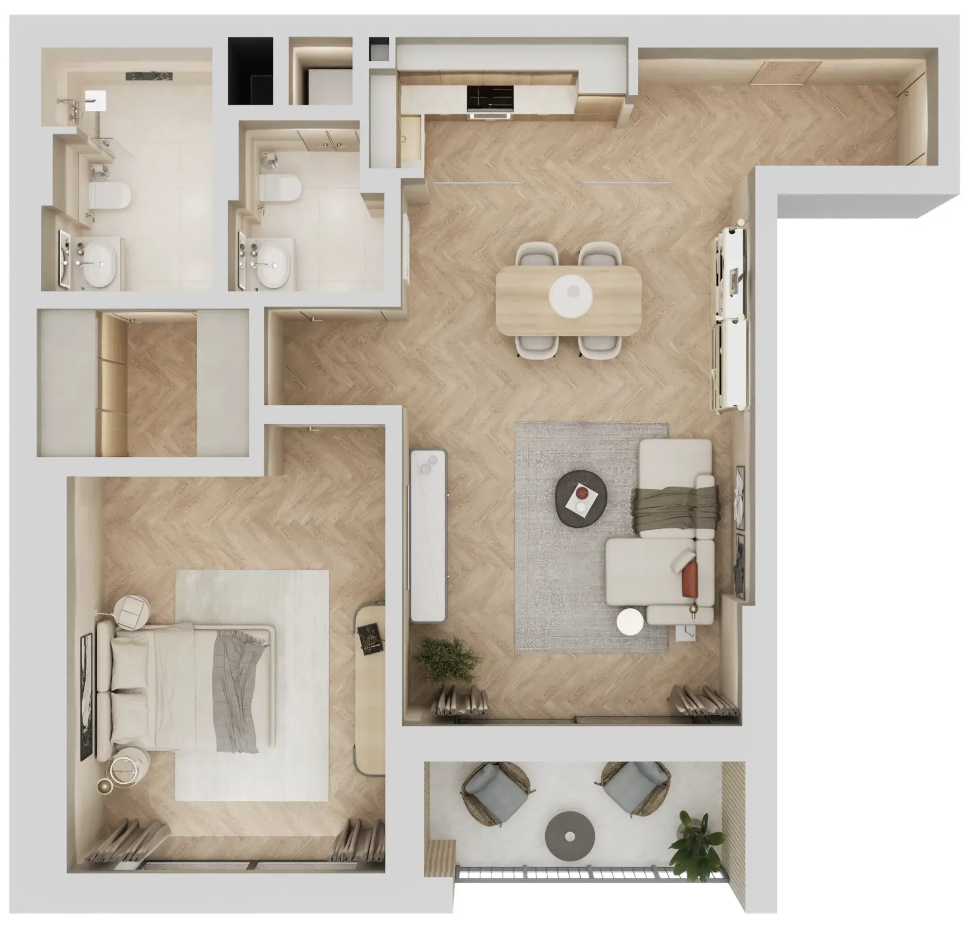 Arisha Terraces 1 bed floor plan, 899 sqft