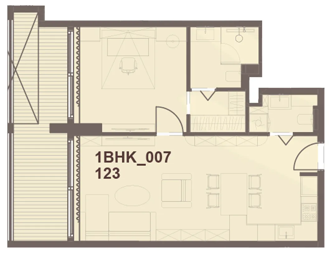 J-Haus Residence 1 bed floor plan, 803 sqft