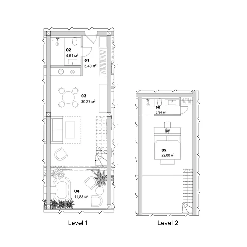 Salt Virgin Beach 1 bed floor plan, 839 sqft