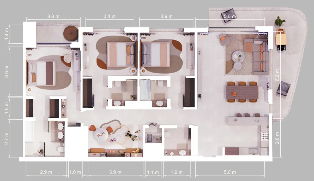 Verdes by Haven 3 bed floor plan, 2,115 sqft