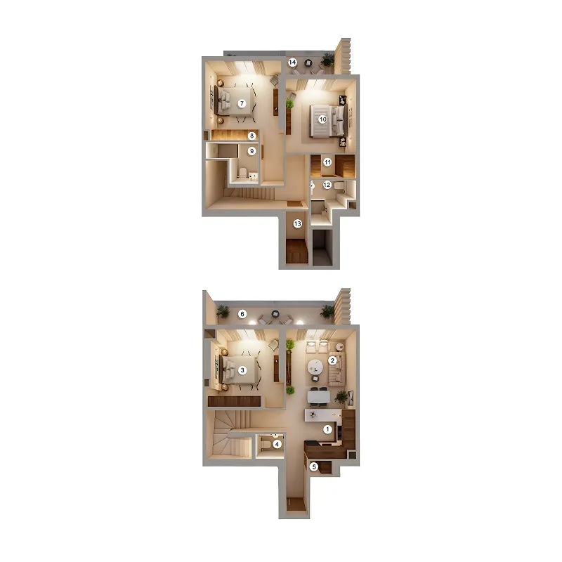 Q Gardens Loft 3 bed floor plan, 1,827 sqft