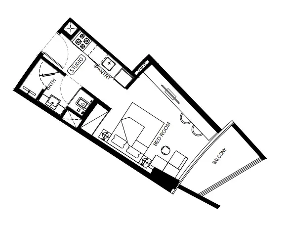 Binghatti HillCrest Studio floor plan, 338 sqft