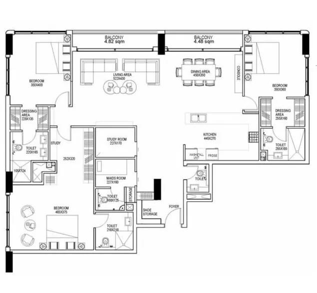 Jardin Astral 3 bed floor plan, 1,914 sqft