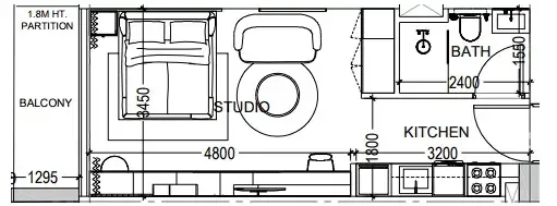 Al Haseen Residences 6 Studio floor plan, 393 sqft