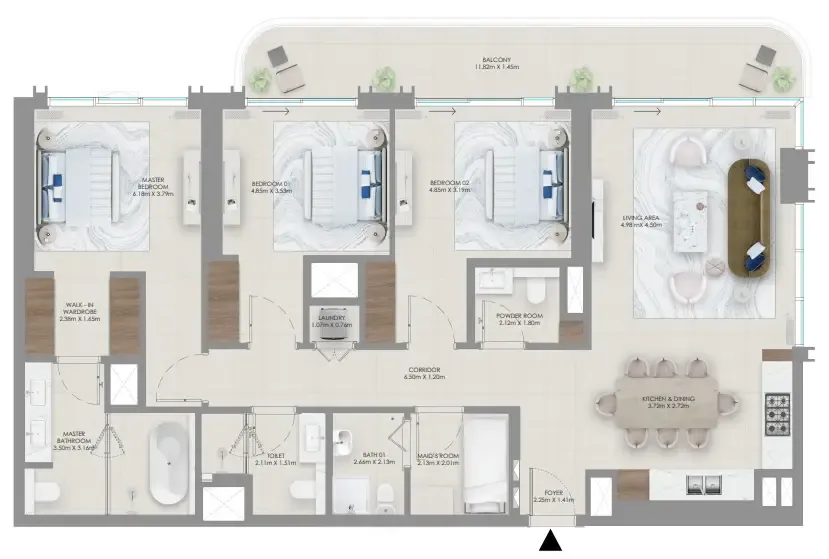 Baystar by Vida 3 bed floor plan, 1,701 sqft