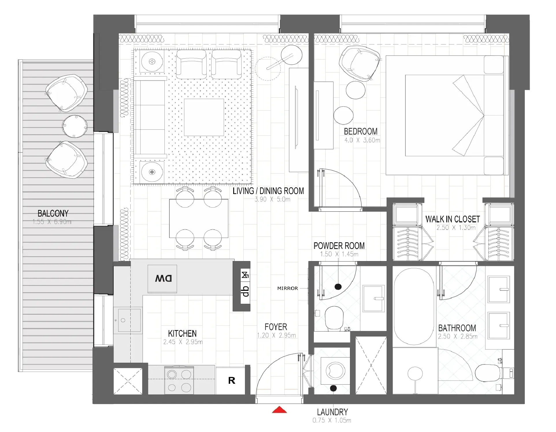 Palace Residences Al Mamsha 1 bed floor plan, 868 sqft