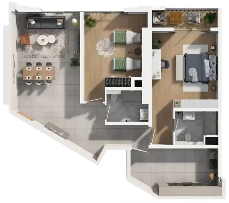 Barajeel Towers 2 bed floor plan, 1,853 sqft