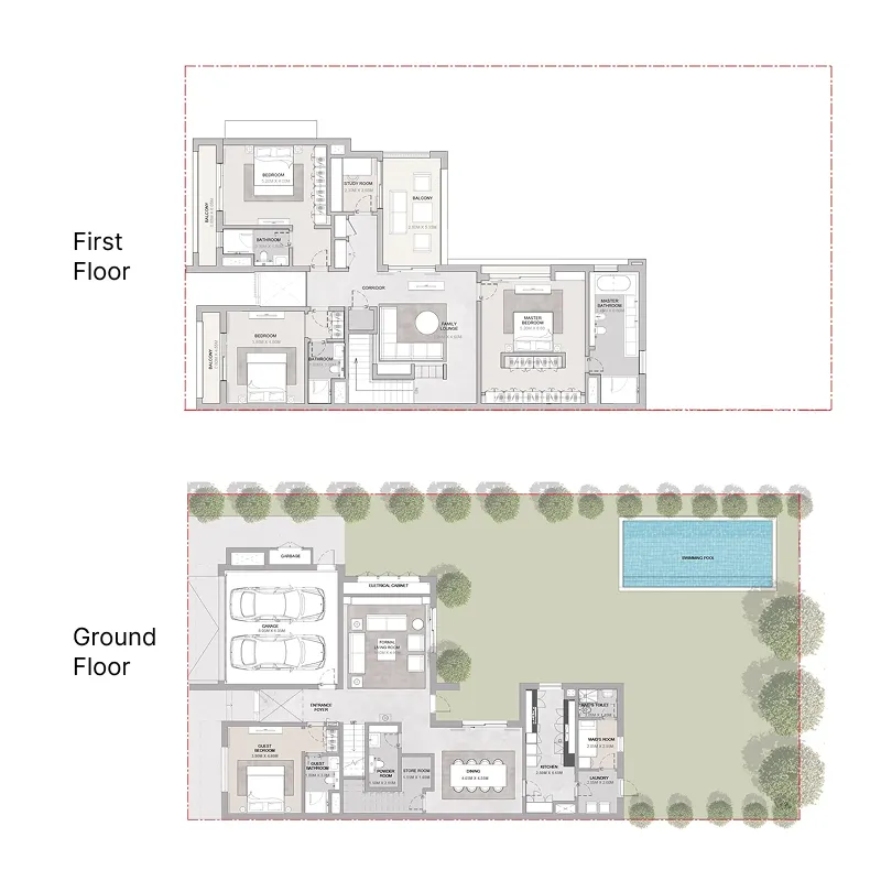 Elwood 4 bed floor plan, 4,958 sqft