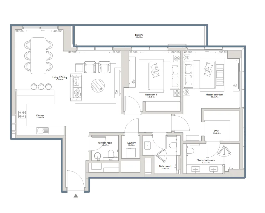 Serenia District East Residences 2 bed floor plan, 1,429 – 1,991 sqft