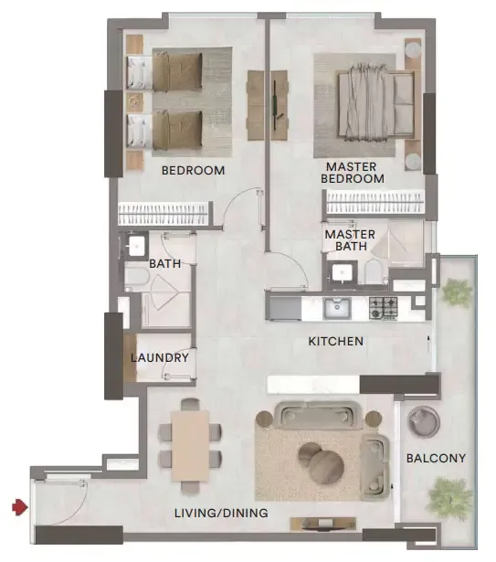 Urban - Park Residences 2 bed floor plan, 1,169 sqft