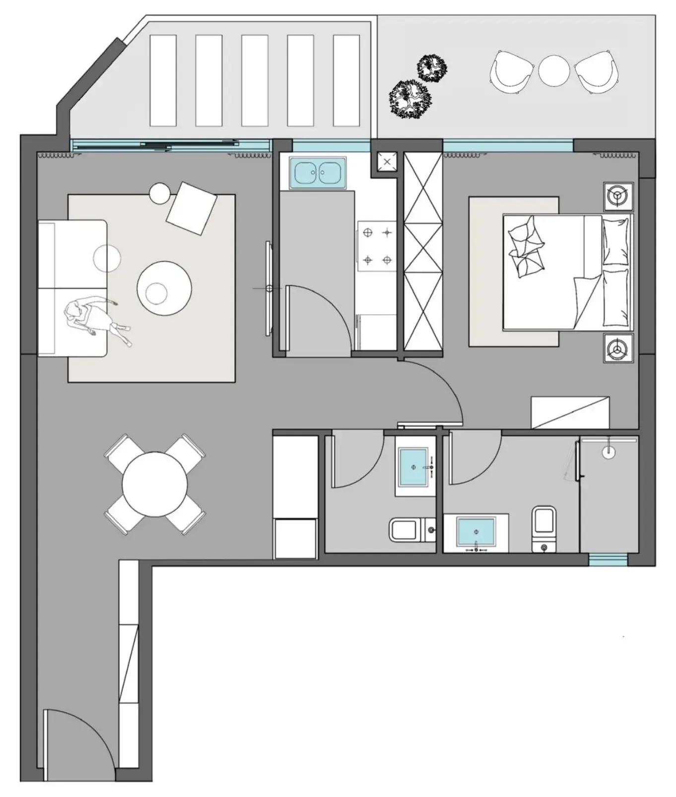 Dreamlife Residences 1 bed floor plan, 803 sqft