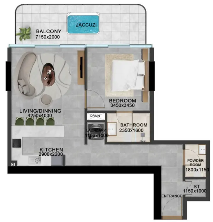 Vivanti Residences by Meteora Studio floor plan, 370 sqft