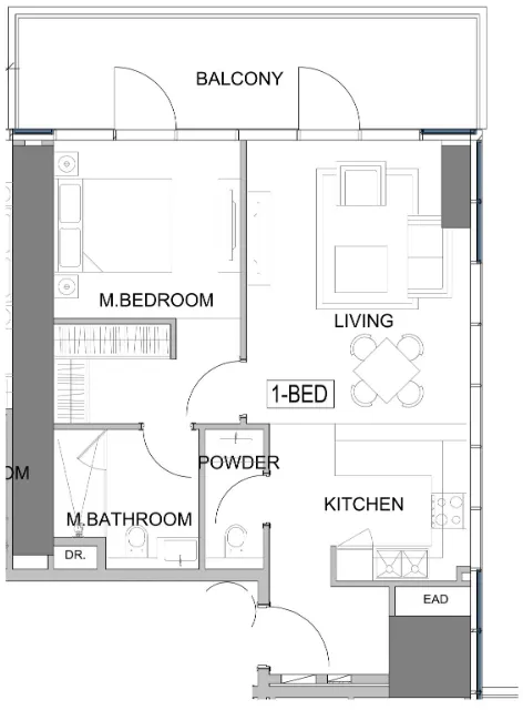 Damac Safa Gate 1 bed floor plan, 828 sqft