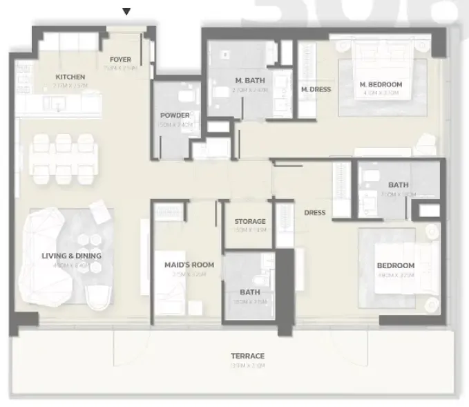 Tonino Lamborghini Residences 2 bed floor plan, 1,634 sqft
