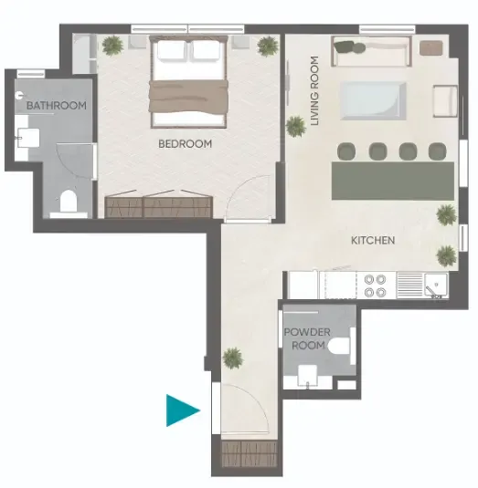 Eden Golf Views 1 1 bed floor plan, 586 sqft