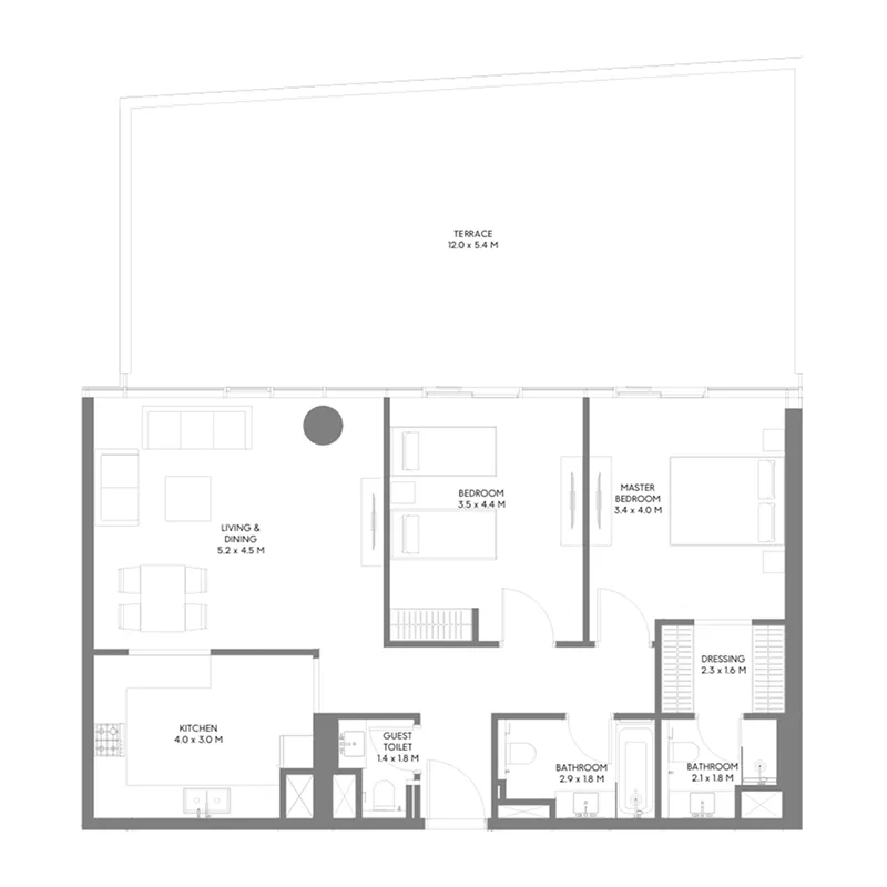 The Gate 5 2 bed floor plan, 1,482 sqft