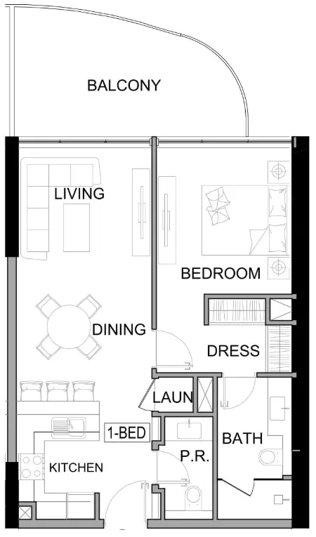 Damac Lagoons Views Phase 3 1 bed floor plan, 748 sqft