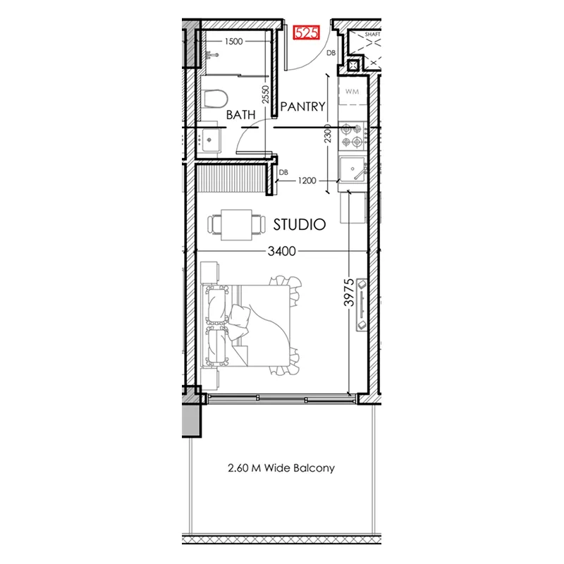 Al Haseen Residences 5 Studio floor plan, 383 sqft