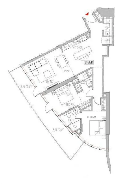 Canal Heights 2 bed floor plan, 1,316 sqft