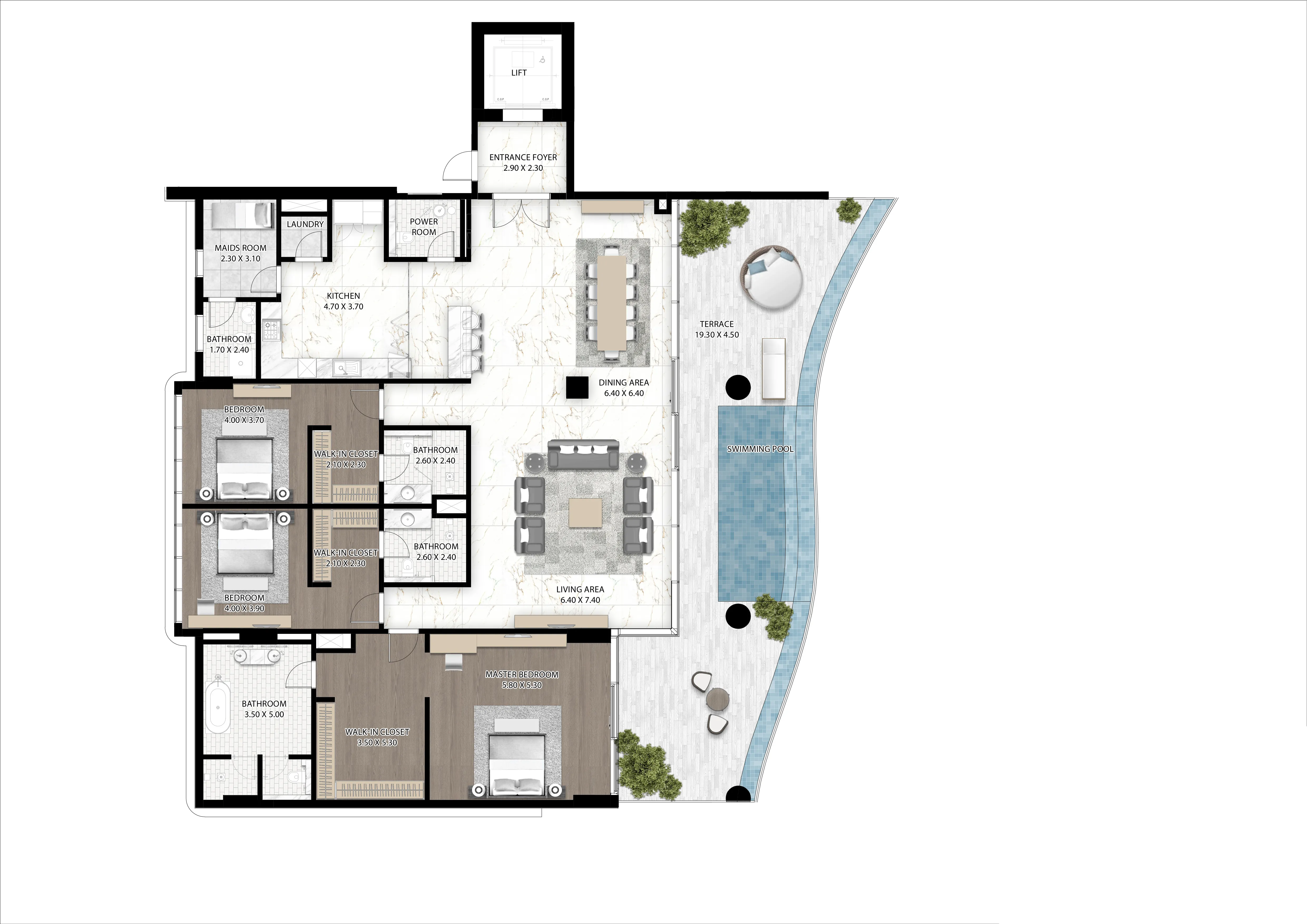 Cavalli Couture 3 bed floor plan, 4,256 sqft