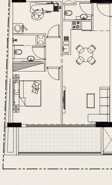 Casa Vista Residence 1 bed floor plan, 846 sqft