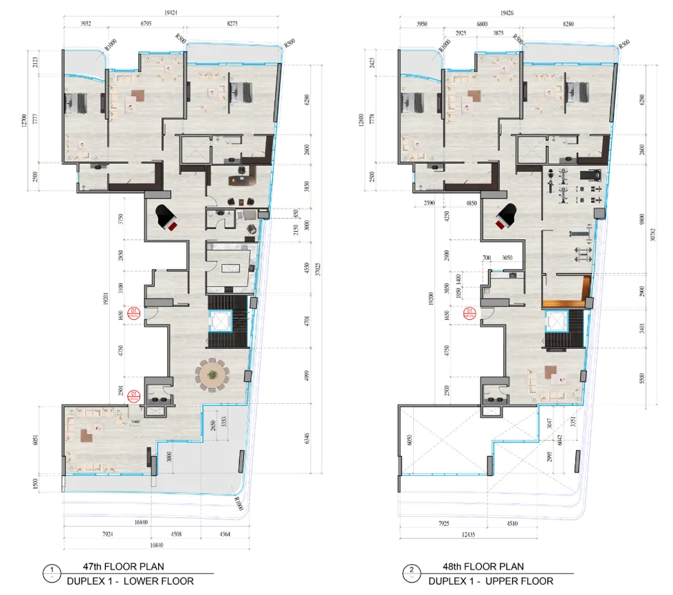 Al Ghaf Tower 4 bed floor plan, 10,671 sqft