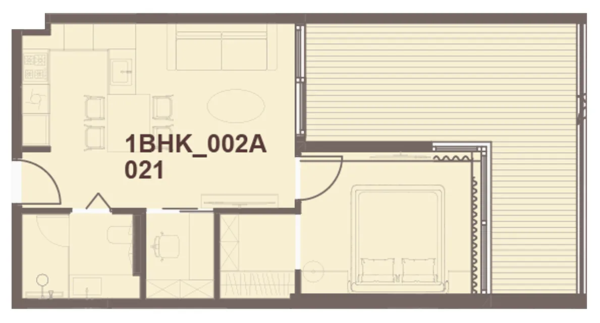 J-Haus Residence 1 bed floor plan, 761 sqft