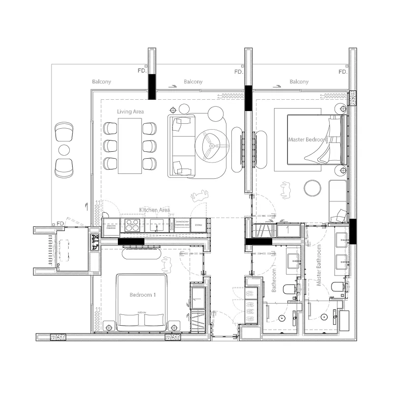 Gardens of Eden - Lake Residences 2 bed floor plan, 1,277 sqft