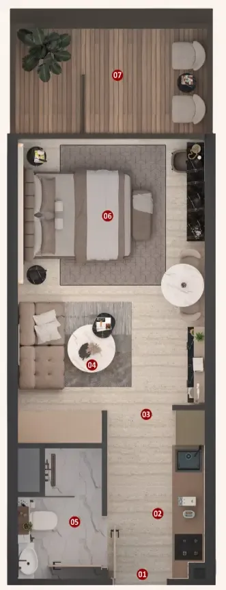 Izel by Zoya Studio floor plan, 373 – 391 sqft