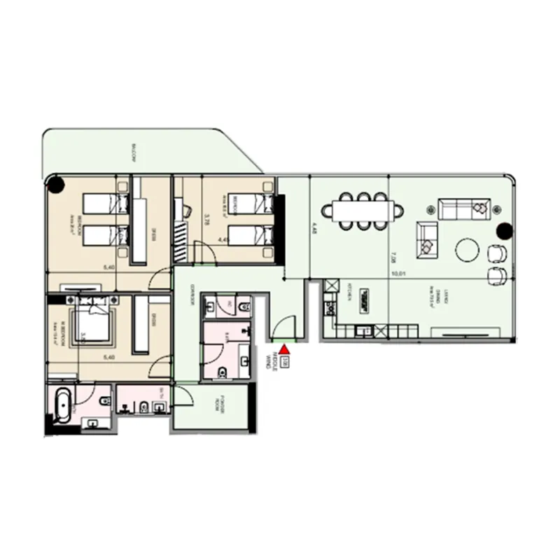 Edgewater Residences 1, 2 and 3 3 bed floor plan, 2,162 sqft