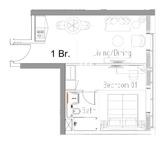 Damac Hills 2 - Hotel Edge by Rotana 1 bed floor plan, 481 sqft