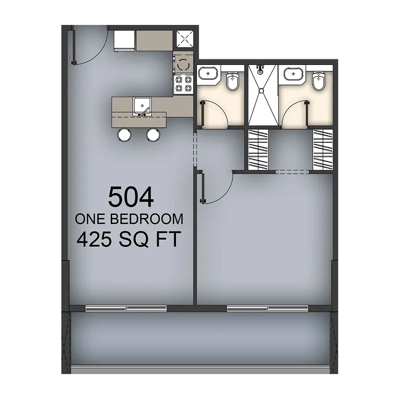 Aizel Tower 1 bed floor plan, 819 sqft