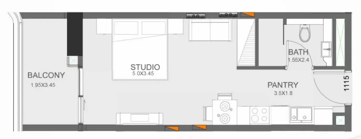 Floarea Oasis Studio floor plan, 409 sqft