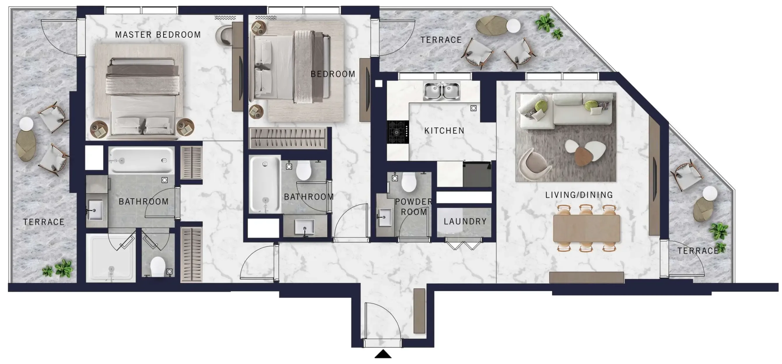 DoubleTree by Hilton 2 bed floor plan, 1,415 sqft