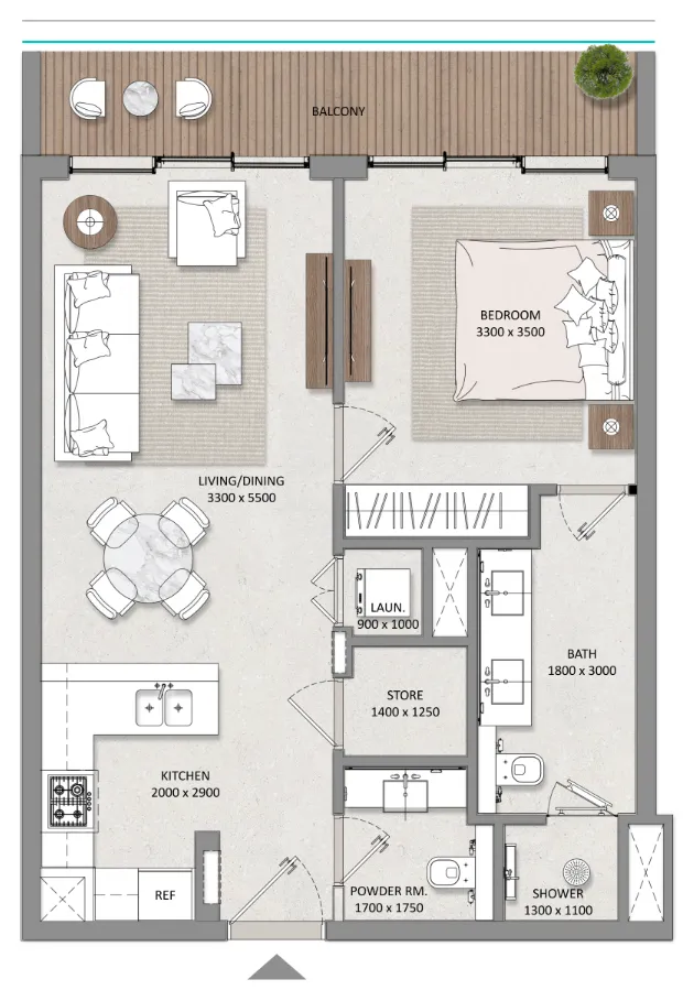 Mayfair Nexus 1 bed floor plan, 865 sqft