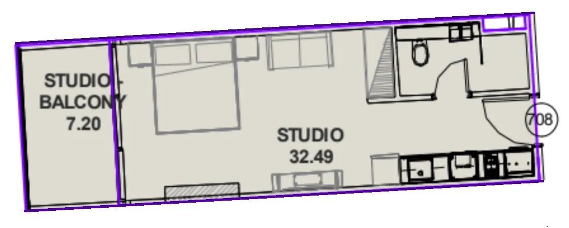 Lucky Oasis Residence Studio floor plan, 427 sqft
