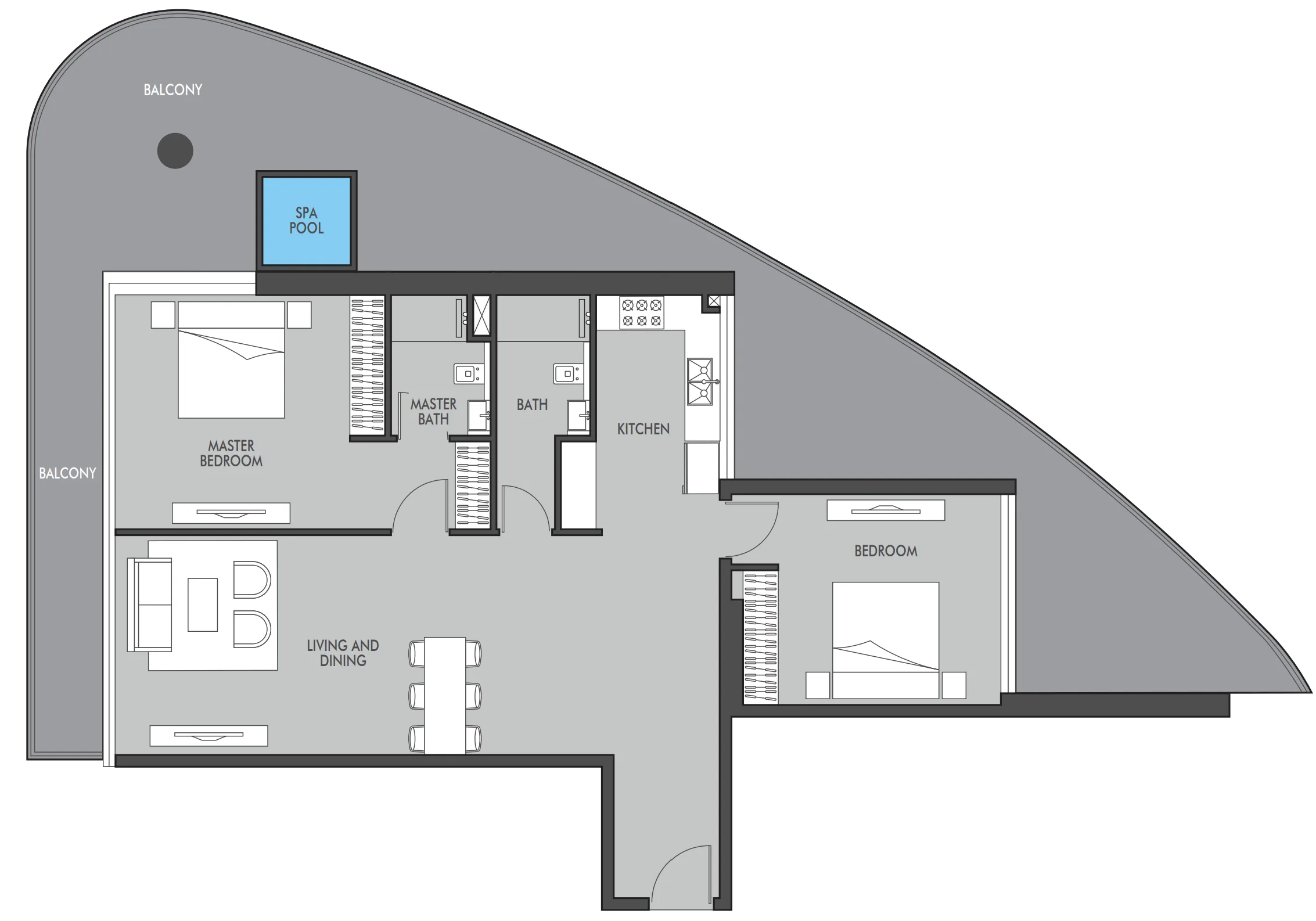 Golf Place 2 bed floor plan, 1,992 sqft