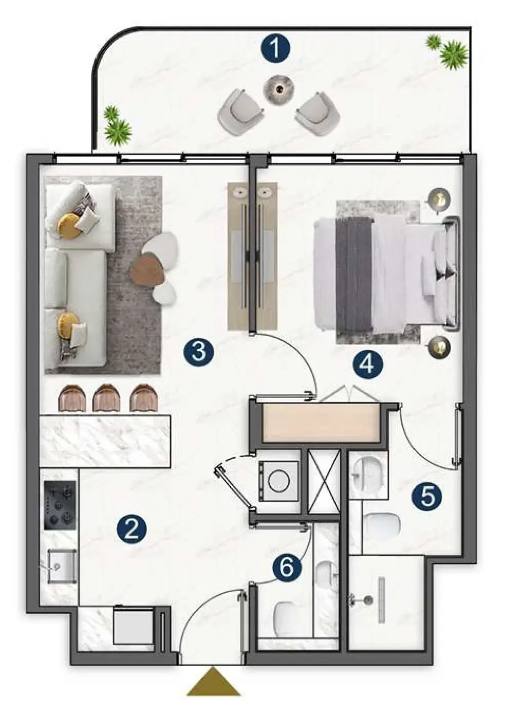 Voxa Pantheon 1 bed floor plan, 648 sqft