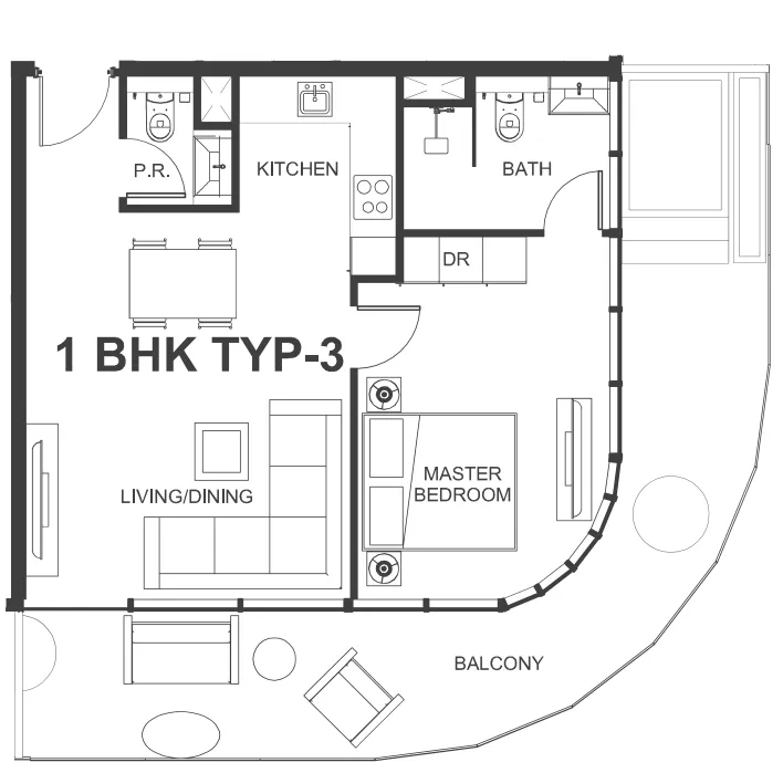 Interstellar Tower 1 bed floor plan, 856 – 885 sqft