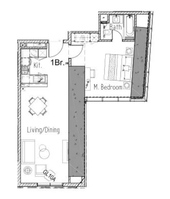 Aykon City Tower 1 bed floor plan, 700 sqft